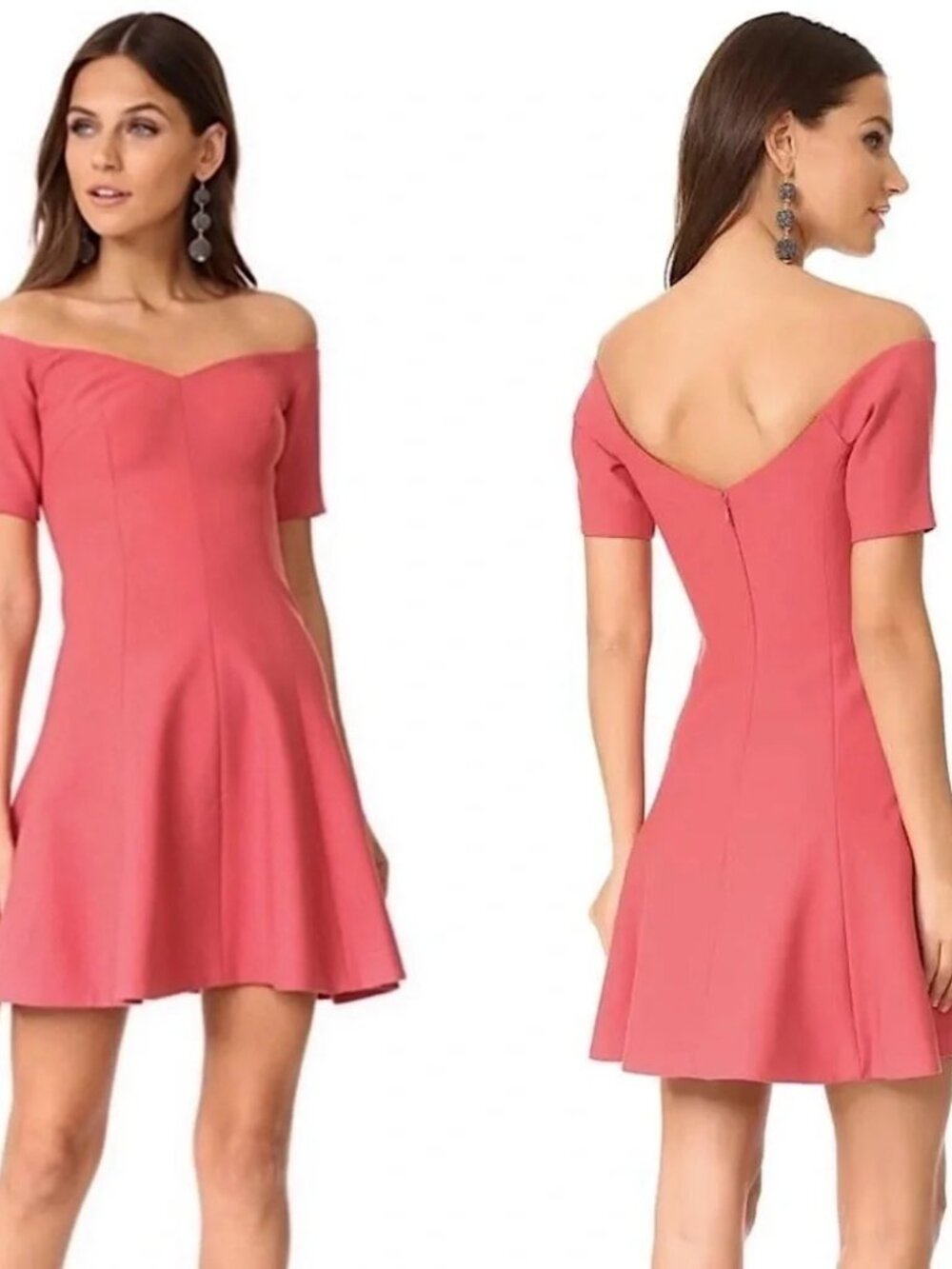 Cinq à Sept Kenna Off Shoulder Baroque Rose Mini Dress 0